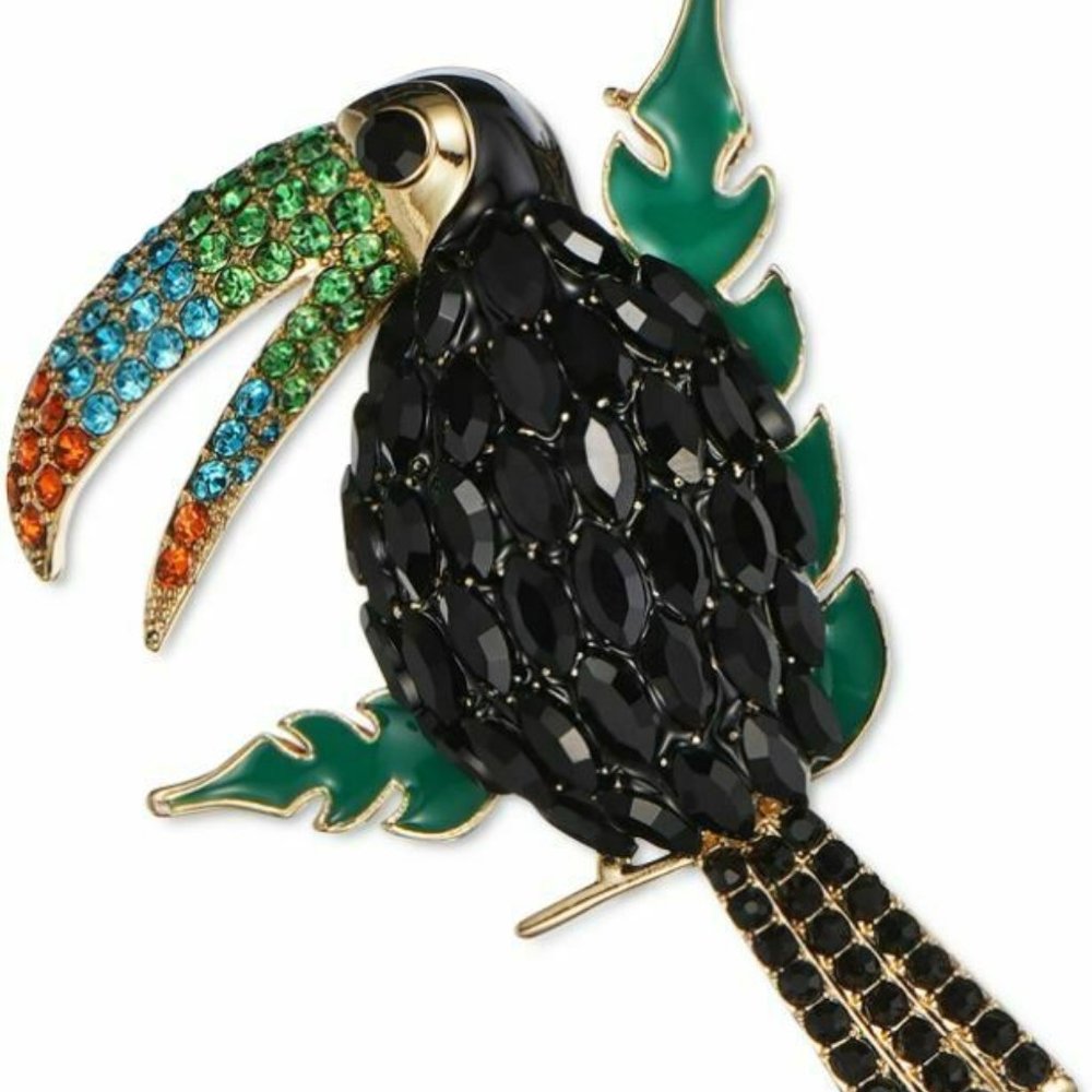 Toucan Parrot Pin Charter Club Bright Crystals Rainbow NIB Perfect Cond M328 - Picture 7 of 7